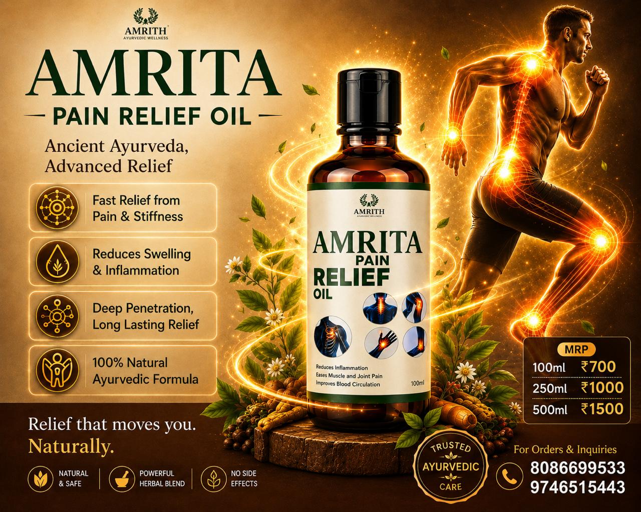 Amirth Pain Relief Oil: Nature’s Touch for Lasting Comfort