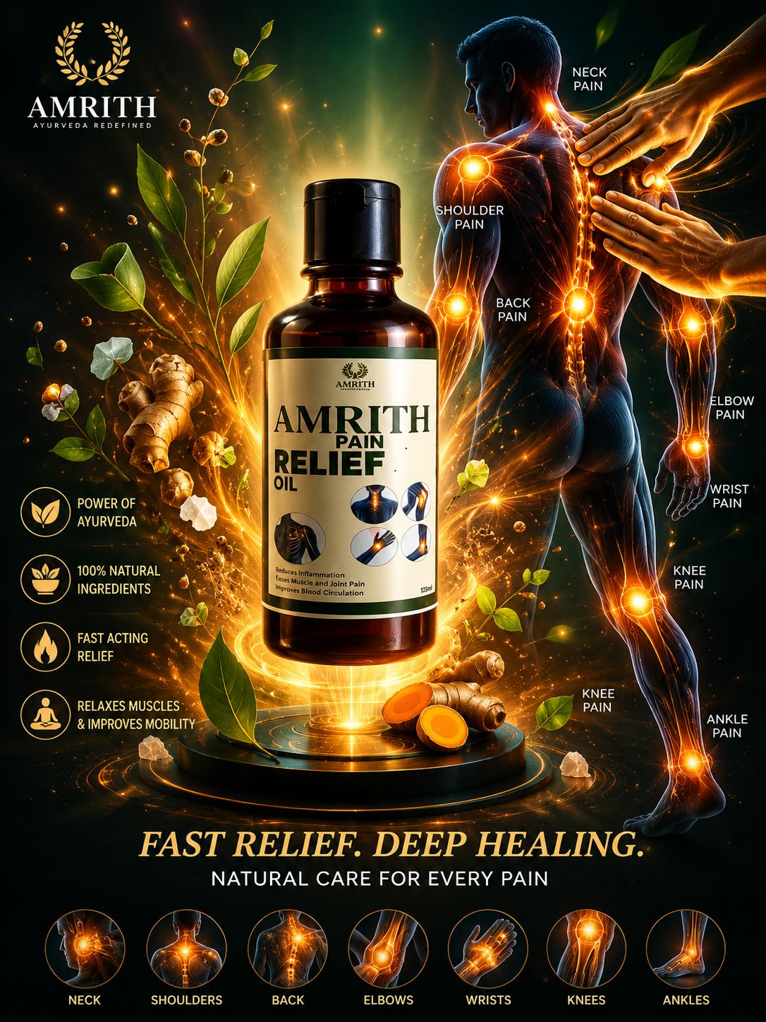 Amirth Pain Relief Oil: Nature’s Touch for Lasting Comfort
